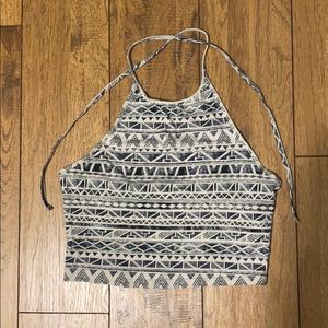 Print Halter Crop Top
